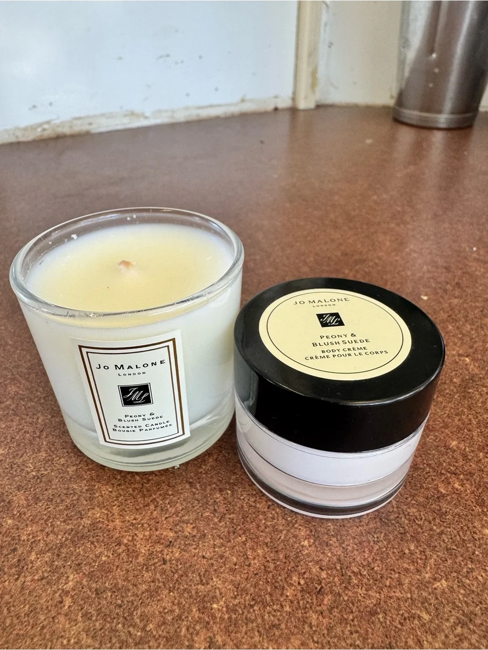 Jo Malone London Peony Blush Suede Mini Travel Candle And Travel Body Cream 0.5o